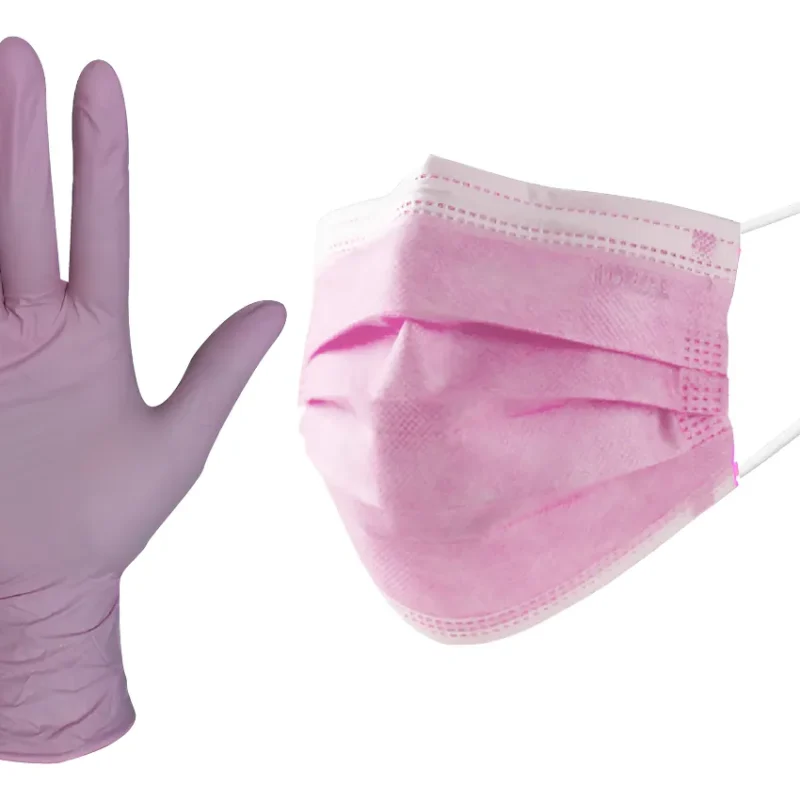 Kit Rosa: Tapabocas x50 + Guantes Nitrilo x100 – Talla S, M, L | PROVI