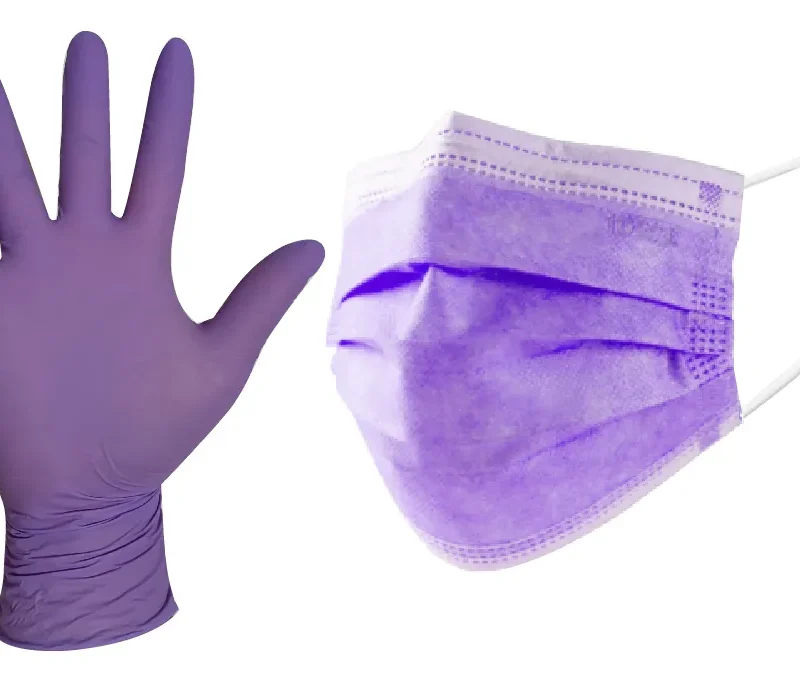 Kit Lila Básico: Tapabocas x50 + Guantes Nitrilo x100 – Talla S, M, L | PROVI