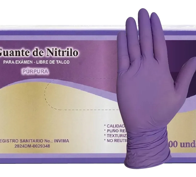 Guantes de Nitrilo Lila (Morado) Caja x100 Unidades – Sin Polvo | PROVI